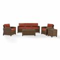 Modern Marketing Concepts Bradenton Outdoor Wicker Sofa Conversation Set with Sangria Cushions - 5 Piece KO70051WB-SG